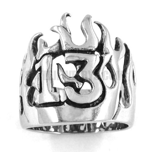 Stainless steel ring carved word 13 ring SWR0149 - Click Image to Close